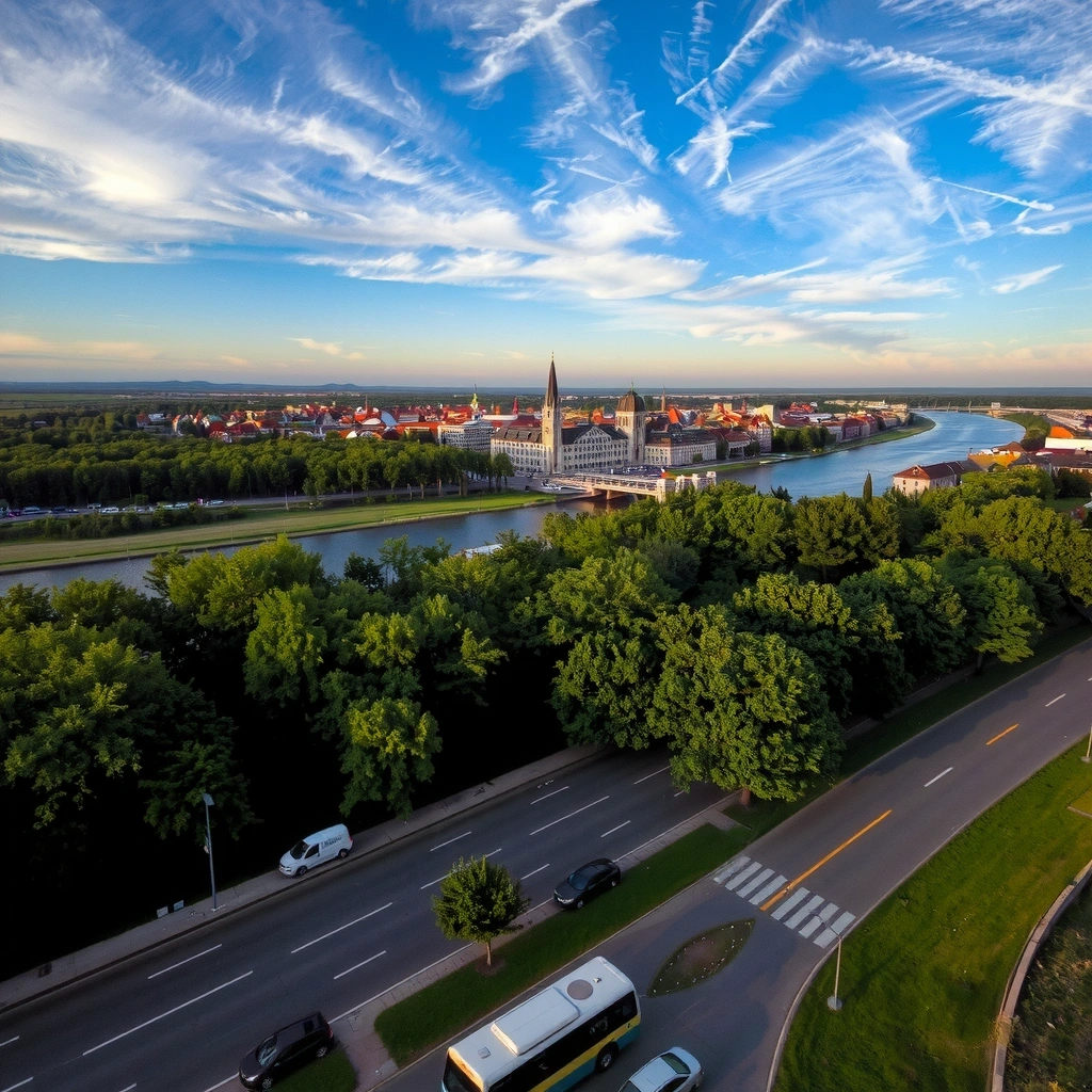 Aerial view of Brno city center under reconstruction